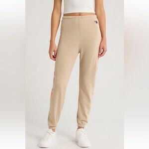 AVIATOR NATION Bolt 4 Sweatpants in Sand/Neon Pink Size X-Small